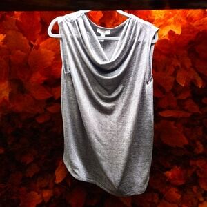 NWT Halston Silver Sleeveless Cowl neck Blouse M
